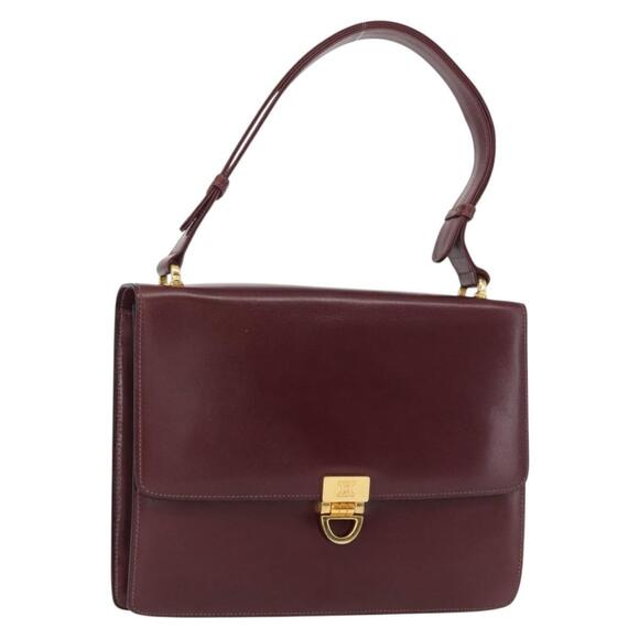 CELINE Handbags - CELINE Shoulder Bag Leather Bordeaux Gold Auth 153178